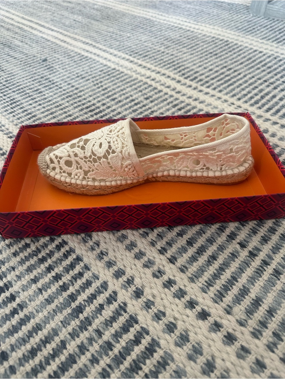 Tory Burch Women’s White Crochet Espadrille Slip-On